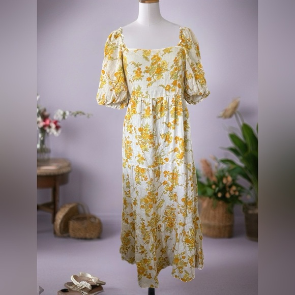 Faithfull the brand Gamora Midi Dress Linden Floral Print SIZE M - Picture 2 of 12